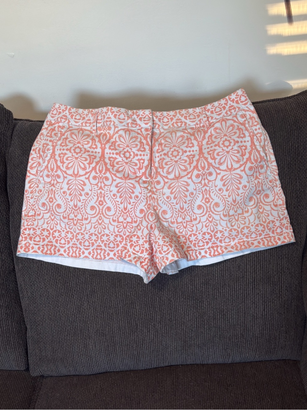 Elle Coral and White Patterned Shorts